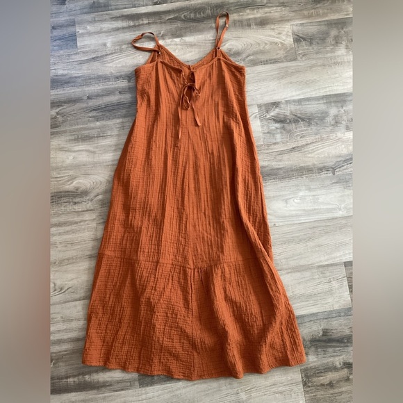 Zara burnt orange rust midi sundress with pockets - Picture 4 of 4